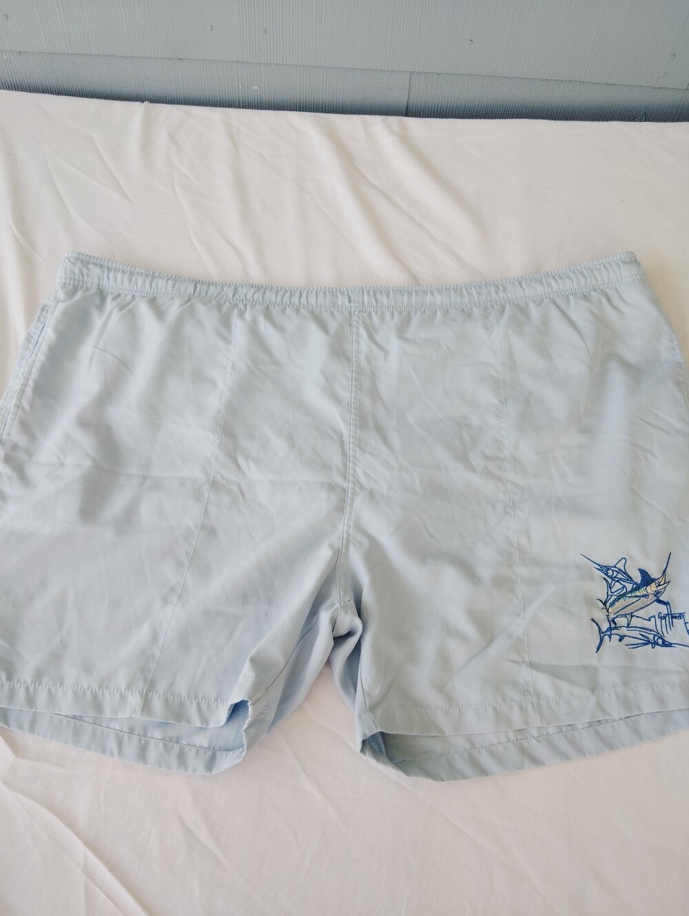 Guy Harvey Light Blue men’s Swim Shorts with Marlin Graphic 2xl